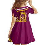 Brisbane Broncos Rugby Mascot Kid Short Sleeve Dress Fierce Athlete Graphic in Sports Style