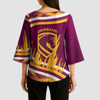 Brisbane Broncos Rugby Mascot Kimono Sleeve Blouse Fierce Athlete Graphic in Sports Style