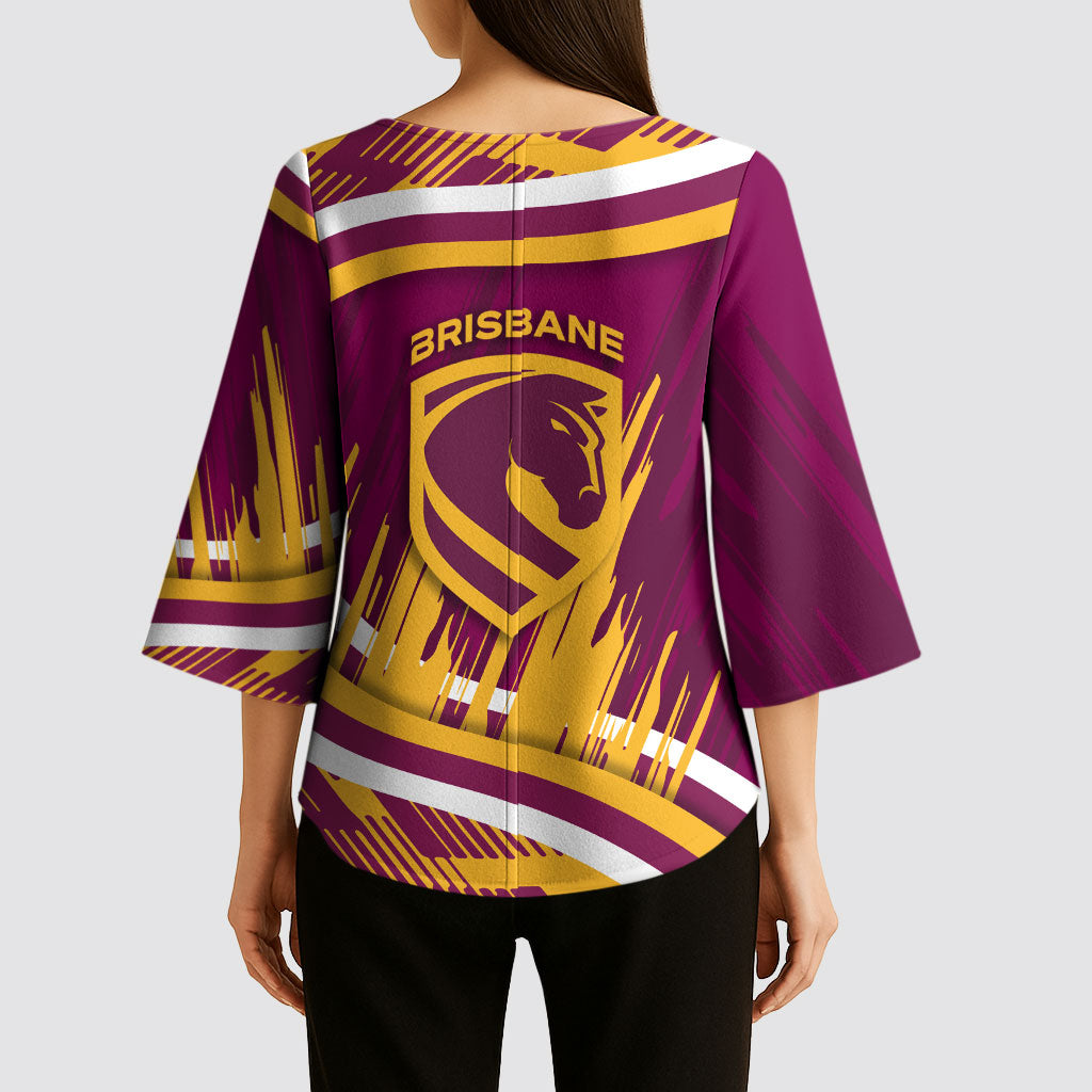 Brisbane Broncos Rugby Mascot Kimono Sleeve Blouse Fierce Athlete Graphic in Sports Style
