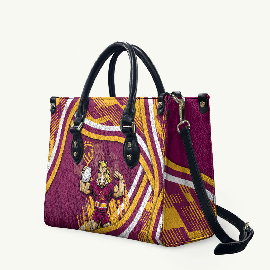 Brisbane Broncos Rugby Mascot Leather Bag Fierce Athlete Graphic in Sports Style