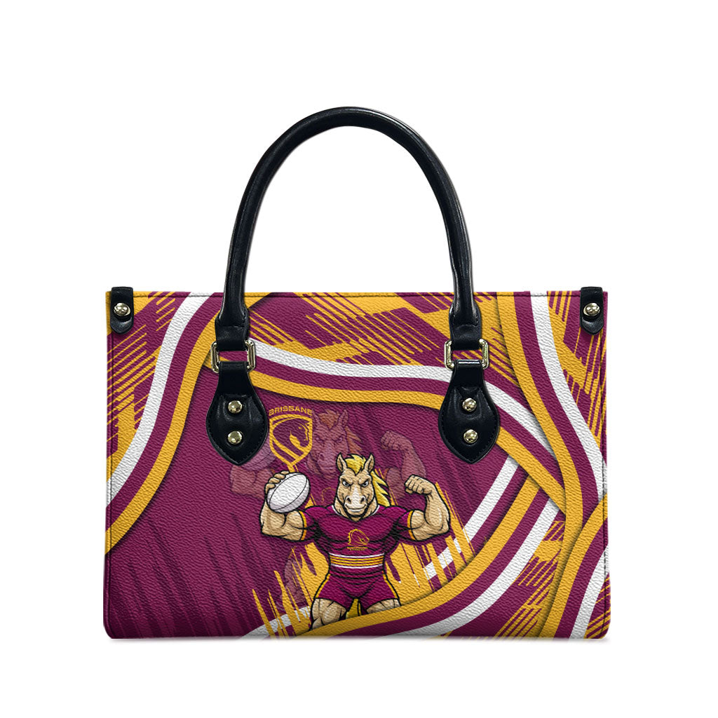 Brisbane Broncos Rugby Mascot Leather Bag Fierce Athlete Graphic in Sports Style