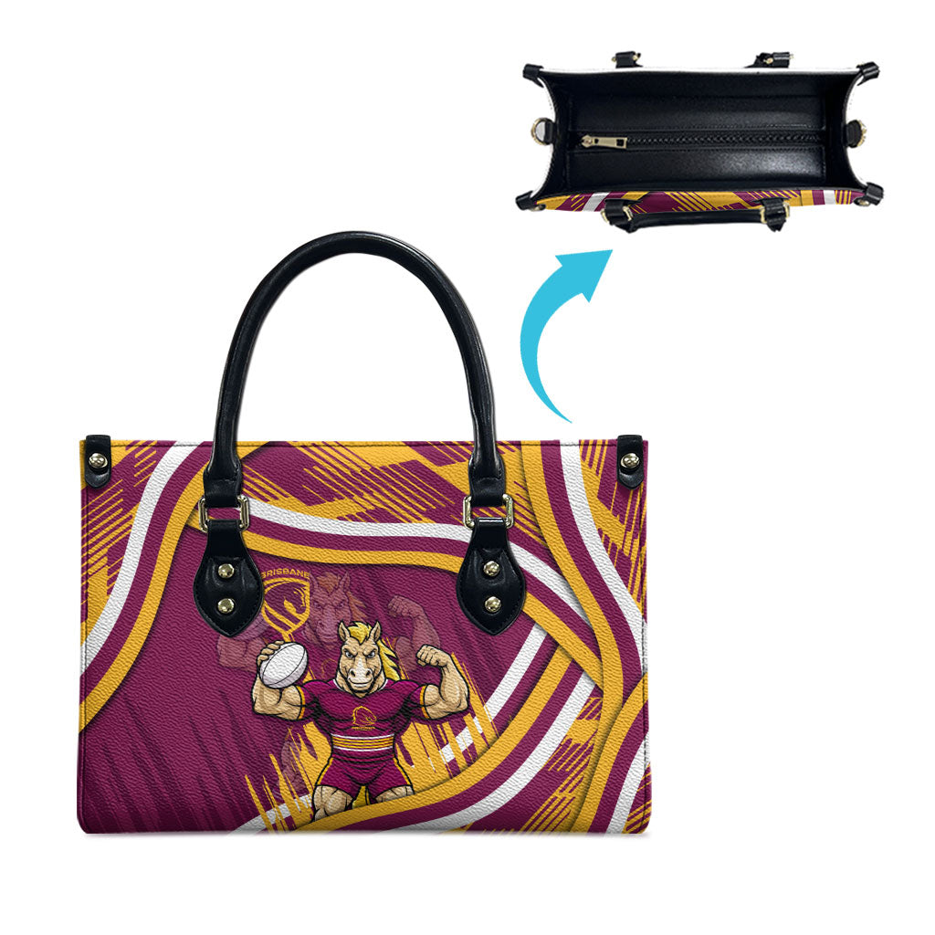 Brisbane Broncos Rugby Mascot Leather Bag Fierce Athlete Graphic in Sports Style