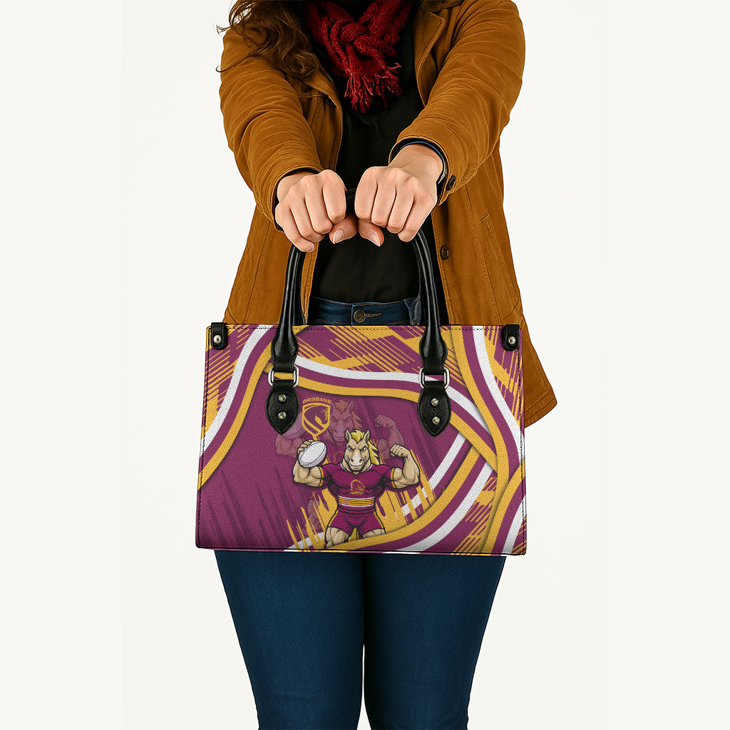 Brisbane Broncos Rugby Mascot Leather Bag Fierce Athlete Graphic in Sports Style