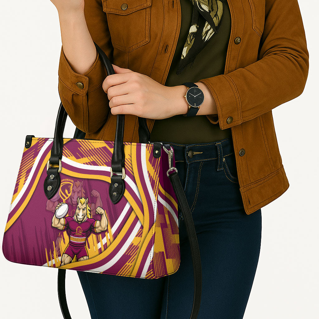 Brisbane Broncos Rugby Mascot Leather Bag Fierce Athlete Graphic in Sports Style