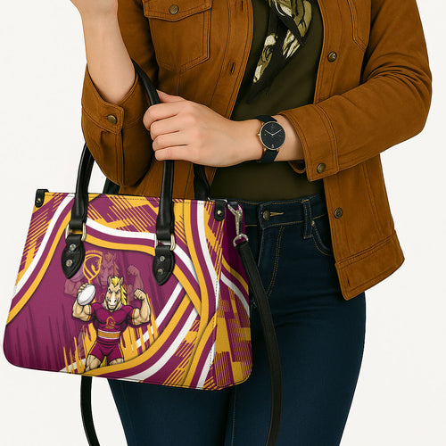 Brisbane Broncos Rugby Mascot Leather Bag Fierce Athlete Graphic in Sports Style