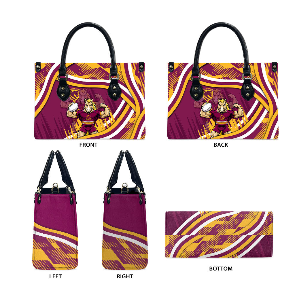 Brisbane Broncos Rugby Mascot Leather Bag Fierce Athlete Graphic in Sports Style
