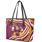 Brisbane Broncos Rugby Mascot Leather Tote Bag Fierce Athlete Graphic in Sports Style