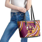 Brisbane Broncos Rugby Mascot Leather Tote Bag Fierce Athlete Graphic in Sports Style