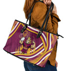 Brisbane Broncos Rugby Mascot Leather Tote Bag Fierce Athlete Graphic in Sports Style
