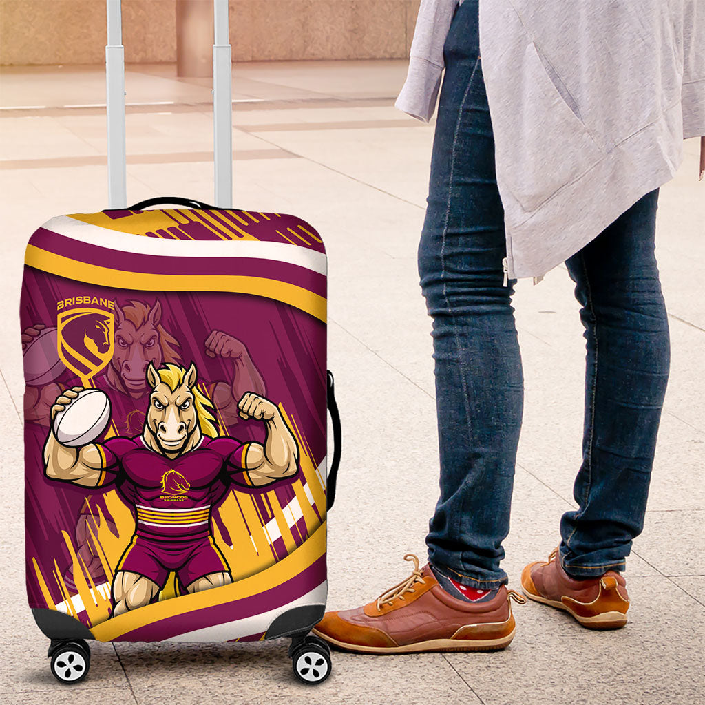 Brisbane Broncos Rugby Mascot Luggage Cover Fierce Athlete Graphic in Sports Style