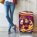 Brisbane Broncos Rugby Mascot Luggage Cover Fierce Athlete Graphic in Sports Style