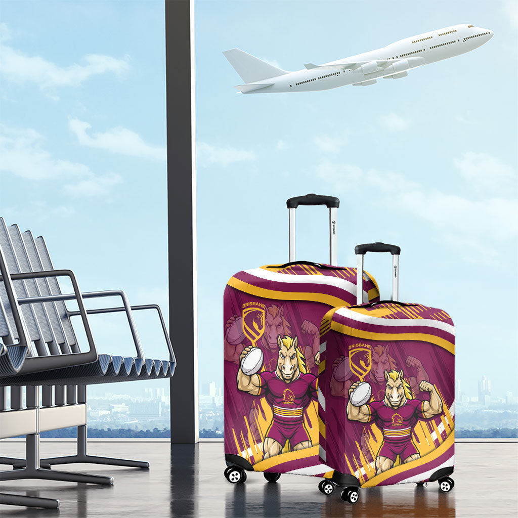 Brisbane Broncos Rugby Mascot Luggage Cover Fierce Athlete Graphic in Sports Style