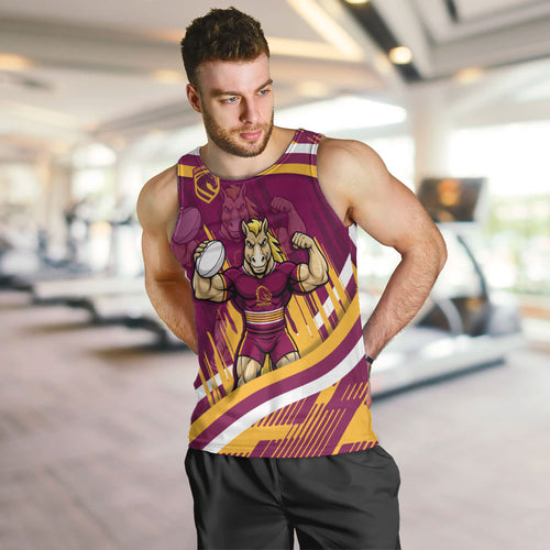 Brisbane Broncos Rugby Mascot Men Tank Top Fierce Athlete Graphic in Sports Style