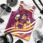 Brisbane Broncos Rugby Mascot Men Tank Top Fierce Athlete Graphic in Sports Style