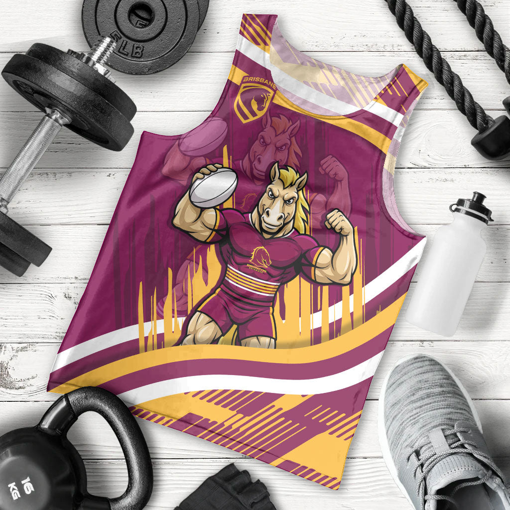 Brisbane Broncos Rugby Mascot Men Tank Top Fierce Athlete Graphic in Sports Style