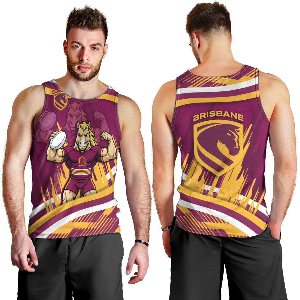 Brisbane Broncos Rugby Mascot Men Tank Top Fierce Athlete Graphic in Sports Style