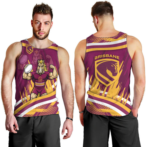 Brisbane Broncos Rugby Mascot Men Tank Top Fierce Athlete Graphic in Sports Style