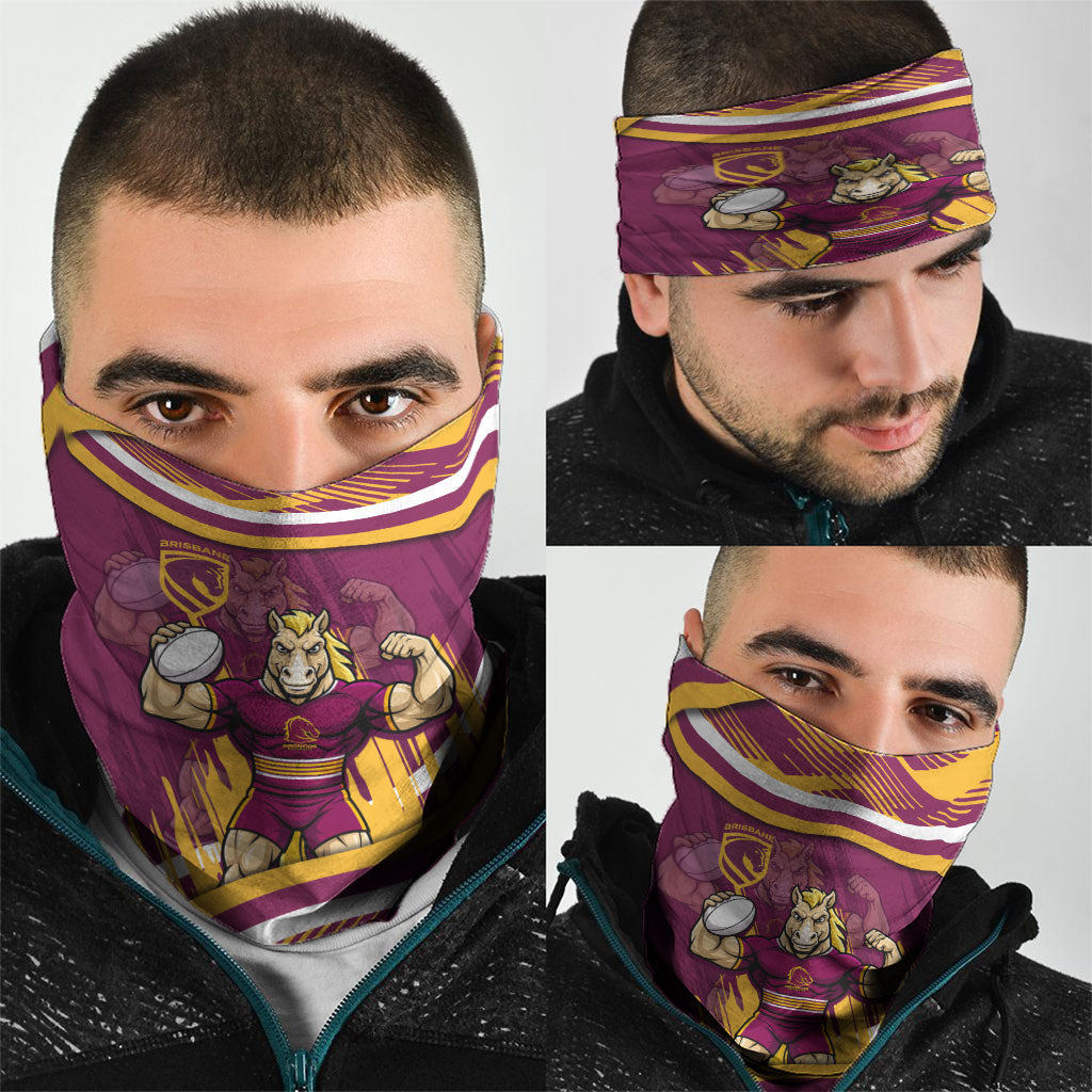 Brisbane Broncos Rugby Mascot Neck Gaiter Fierce Athlete Graphic in Sports Style