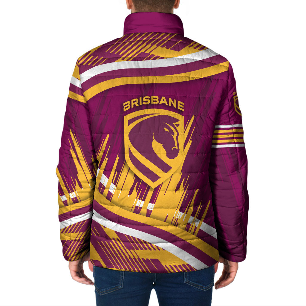 Brisbane Broncos Rugby Mascot Padded Jacket Fierce Athlete Graphic in Sports Style