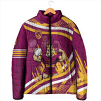 Brisbane Broncos Rugby Mascot Padded Jacket Fierce Athlete Graphic in Sports Style