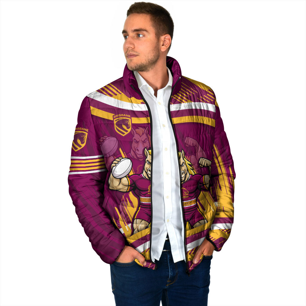 Brisbane Broncos Rugby Mascot Padded Jacket Fierce Athlete Graphic in Sports Style