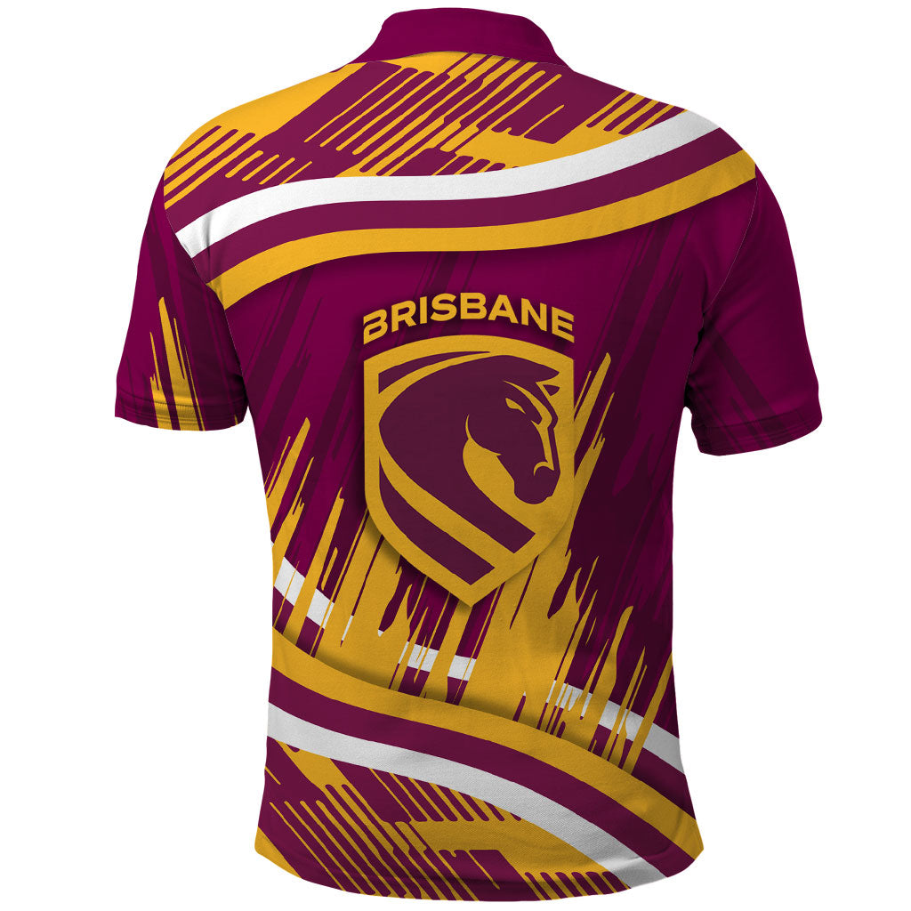 Brisbane Broncos Rugby Mascot Polo Shirt Fierce Athlete Graphic in Sports Style