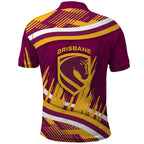 Brisbane Broncos Rugby Mascot Polo Shirt Fierce Athlete Graphic in Sports Style