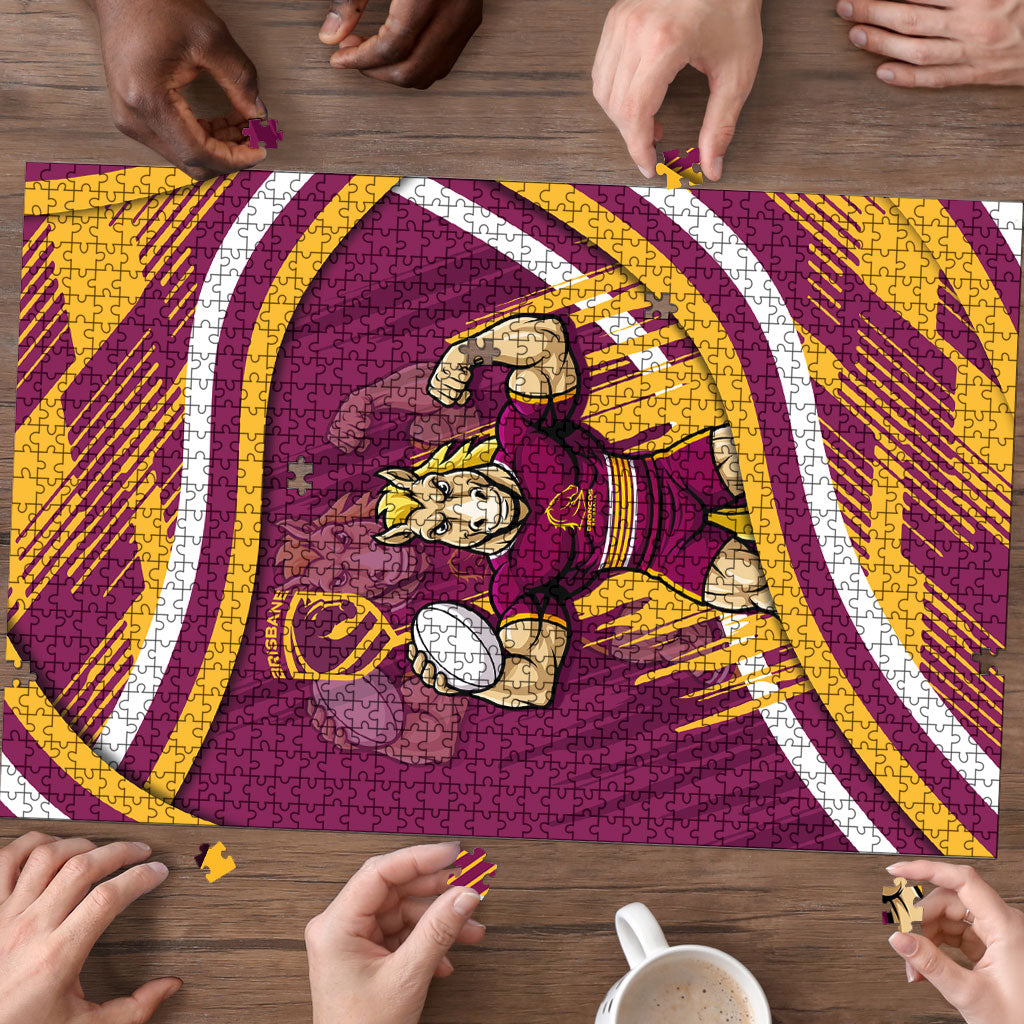 Brisbane Broncos Rugby Mascot Puzzle Fierce Athlete Graphic in Sports Style