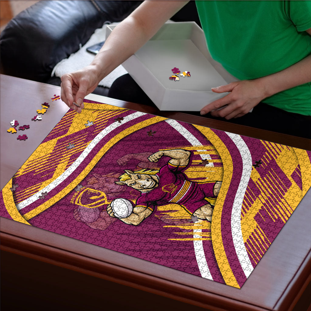 Brisbane Broncos Rugby Mascot Puzzle Fierce Athlete Graphic in Sports Style