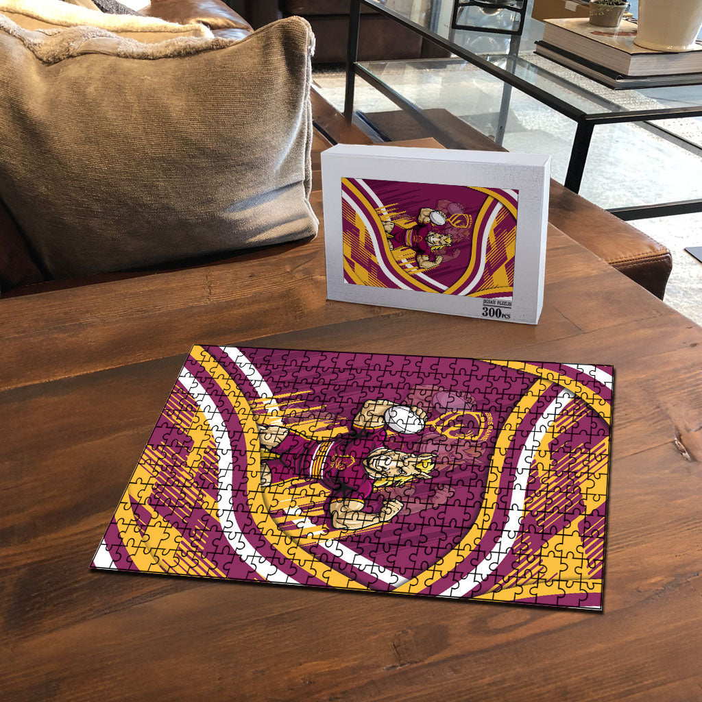 Brisbane Broncos Rugby Mascot Puzzle Fierce Athlete Graphic in Sports Style