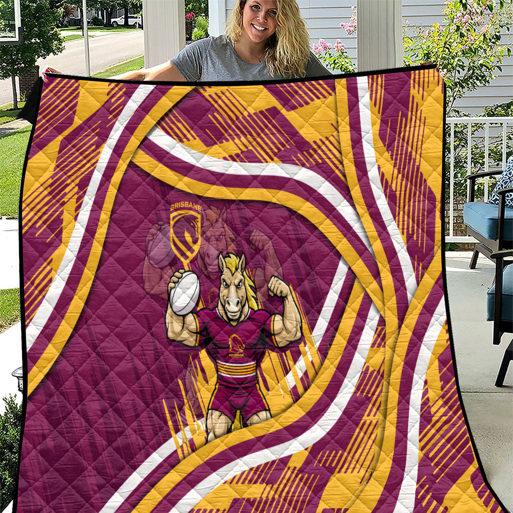 Brisbane Broncos Rugby Mascot Quilt Fierce Athlete Graphic in Sports Style
