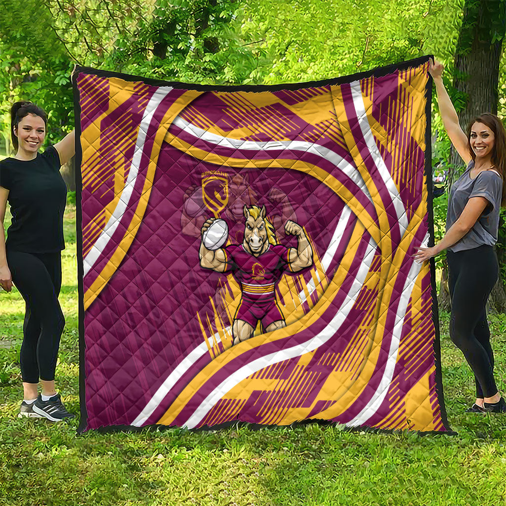 Brisbane Broncos Rugby Mascot Quilt Fierce Athlete Graphic in Sports Style