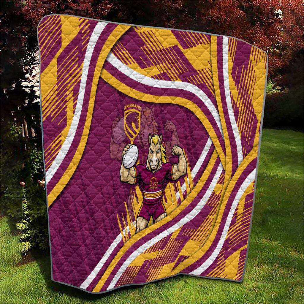 Brisbane Broncos Rugby Mascot Quilt Fierce Athlete Graphic in Sports Style