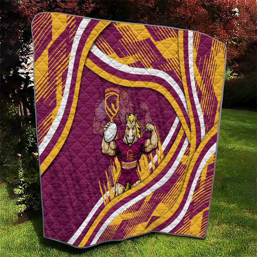 Brisbane Broncos Rugby Mascot Quilt Fierce Athlete Graphic in Sports Style
