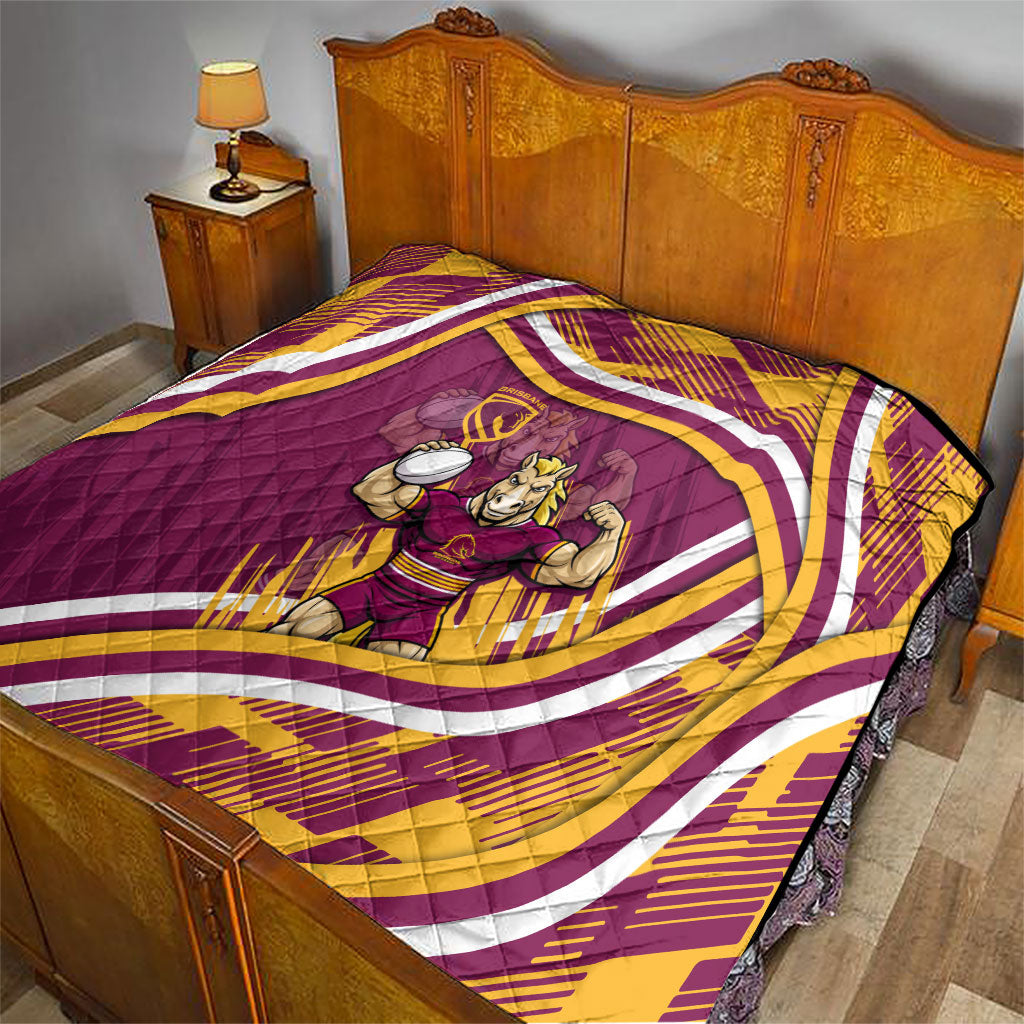 Brisbane Broncos Rugby Mascot Quilt Fierce Athlete Graphic in Sports Style