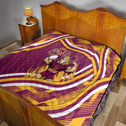 Brisbane Broncos Rugby Mascot Quilt Fierce Athlete Graphic in Sports Style