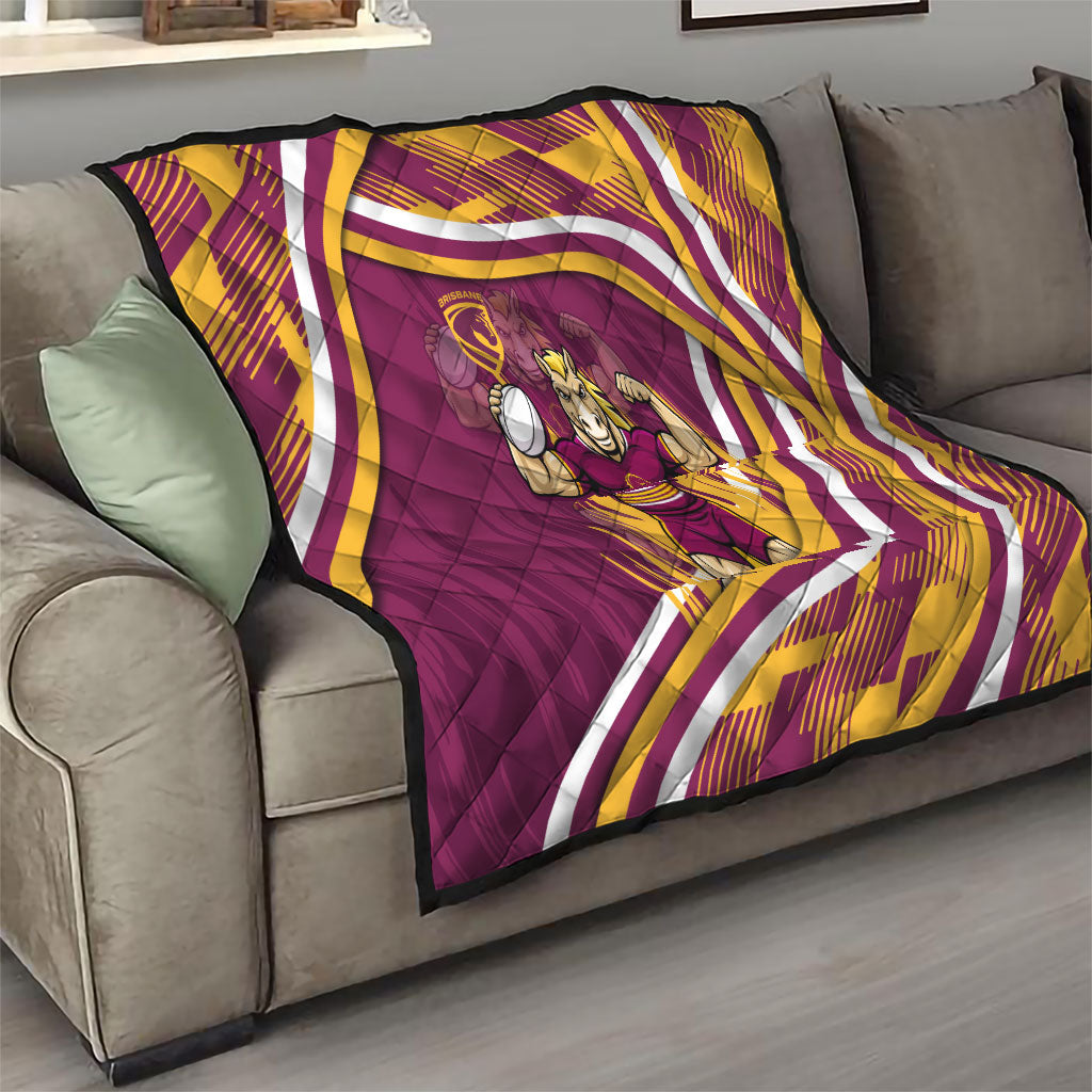 Brisbane Broncos Rugby Mascot Quilt Fierce Athlete Graphic in Sports Style