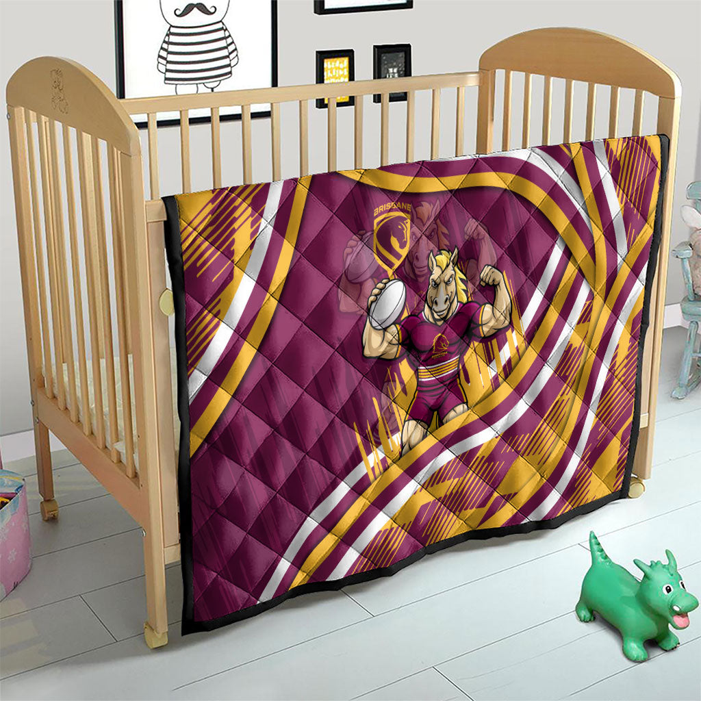 Brisbane Broncos Rugby Mascot Quilt Fierce Athlete Graphic in Sports Style