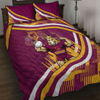 Brisbane Broncos Rugby Mascot Quilt Bed Set Fierce Athlete Graphic in Sports Style