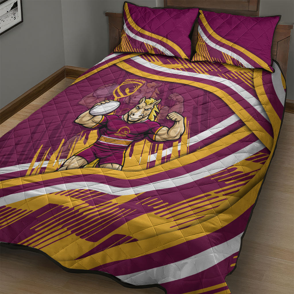 Brisbane Broncos Rugby Mascot Quilt Bed Set Fierce Athlete Graphic in Sports Style