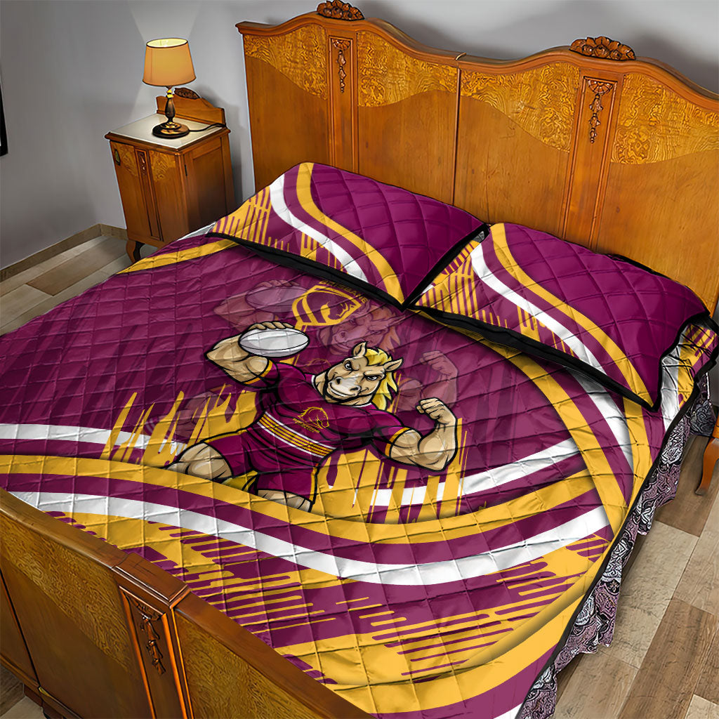 Brisbane Broncos Rugby Mascot Quilt Bed Set Fierce Athlete Graphic in Sports Style
