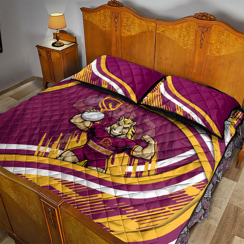 Brisbane Broncos Rugby Mascot Quilt Bed Set Fierce Athlete Graphic in Sports Style