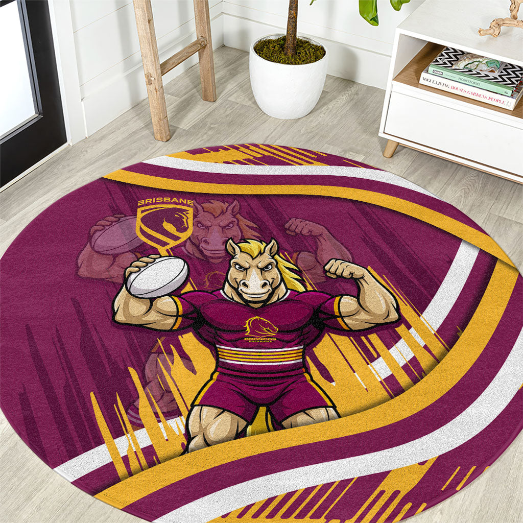 Brisbane Broncos Rugby Mascot Round Carpet Fierce Athlete Graphic in Sports Style