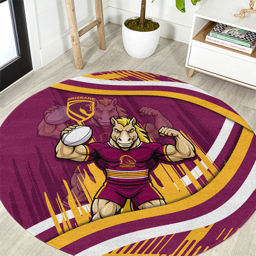 Brisbane Broncos Rugby Mascot Round Carpet Fierce Athlete Graphic in Sports Style