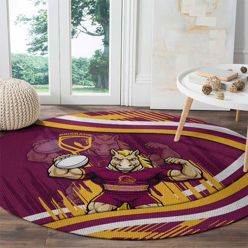 Brisbane Broncos Rugby Mascot Round Carpet Fierce Athlete Graphic in Sports Style