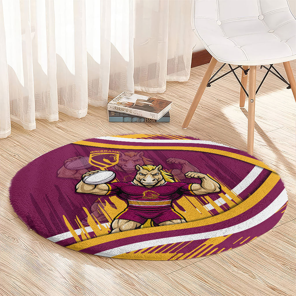 Brisbane Broncos Rugby Mascot Round Carpet Fierce Athlete Graphic in Sports Style