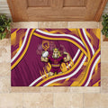 Brisbane Broncos Rugby Mascot Rubber Doormat Fierce Athlete Graphic in Sports Style