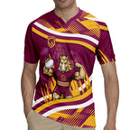 Brisbane Broncos Rugby Mascot Rugby Jersey Fierce Athlete Graphic in Sports Style