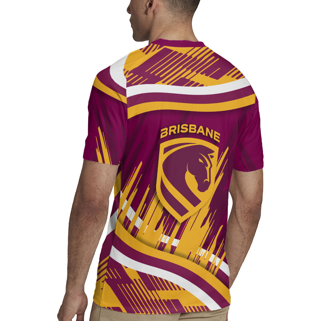 Brisbane Broncos Rugby Mascot Rugby Jersey Fierce Athlete Graphic in Sports Style
