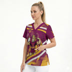 Brisbane Broncos Rugby Mascot Scrub Top Fierce Athlete Graphic in Sports Style